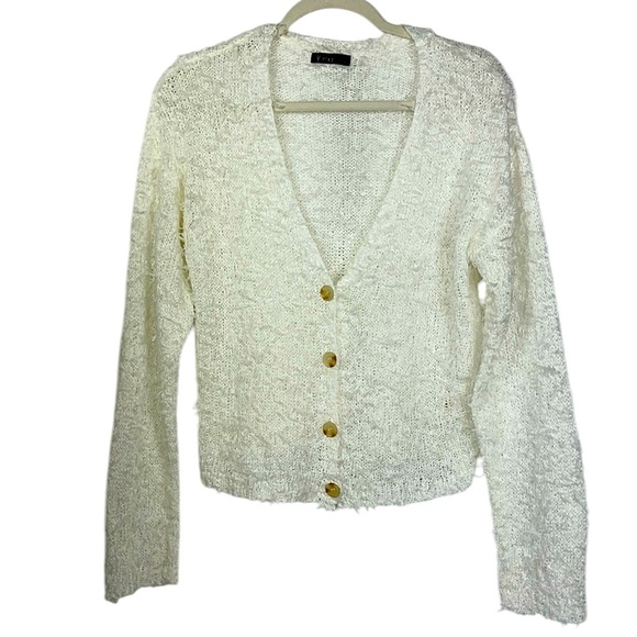 V ery J button down long sleeve cardigan Sz L White - Picture 1 of 10